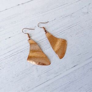 Wavy Textured and Bent Copper Earrings / Handmade / Gift for Her / Hand-Hammered